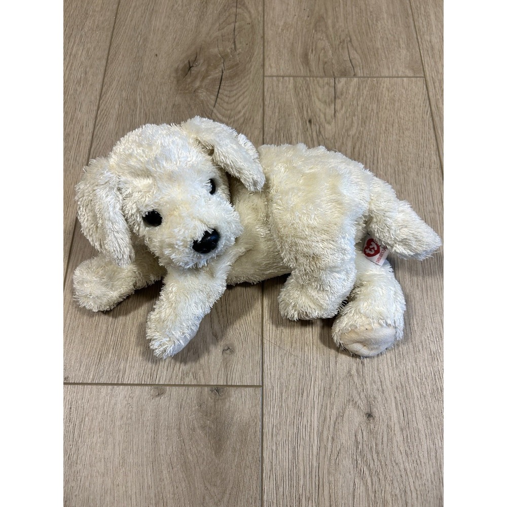 Tidbit Ty Classics Puppy Dog Plush Retriever Doodle Cream Ivory White 2001 Silk